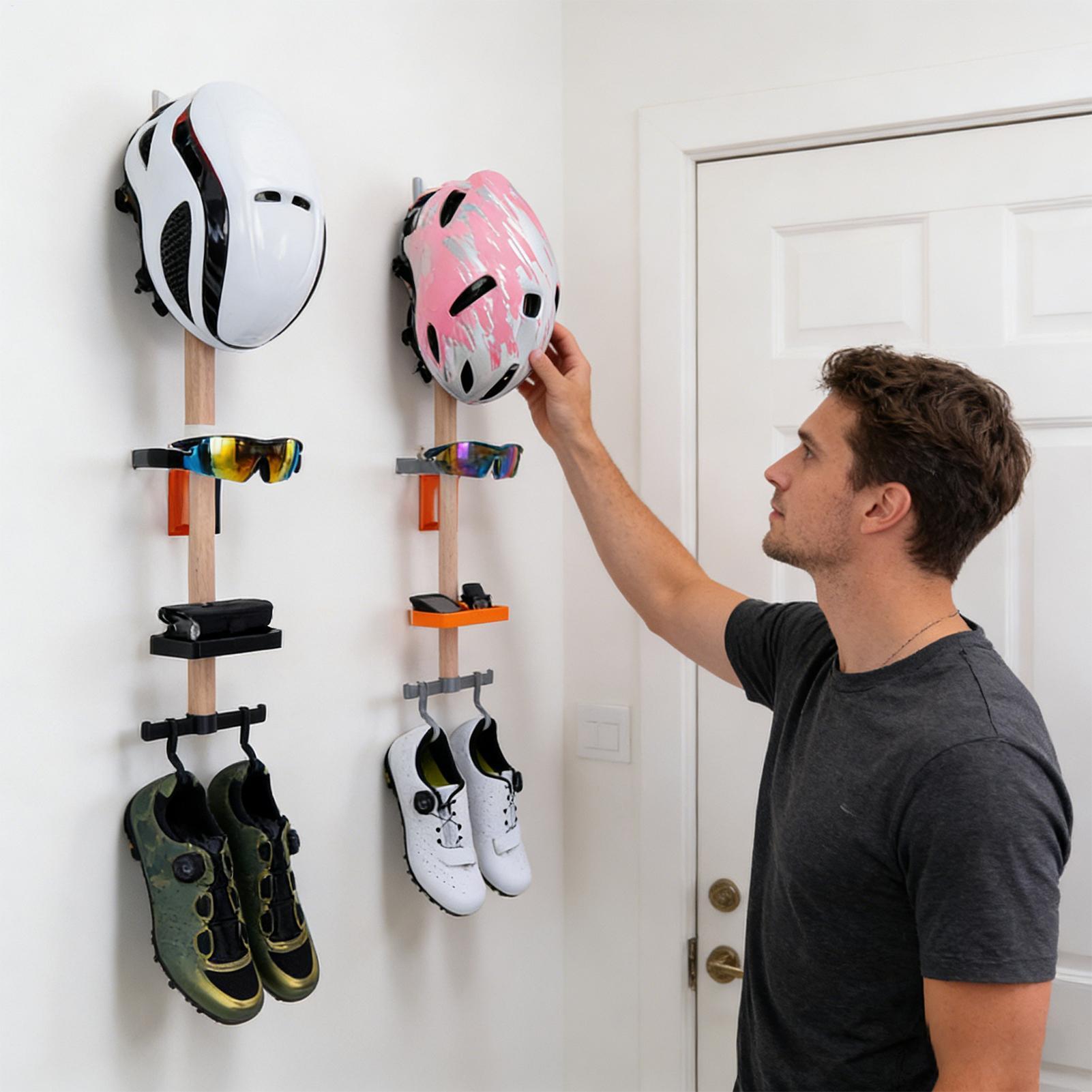 Cycling Gear Organizer Wall - Vertical Cycling Gear Organizer Rack, Wall