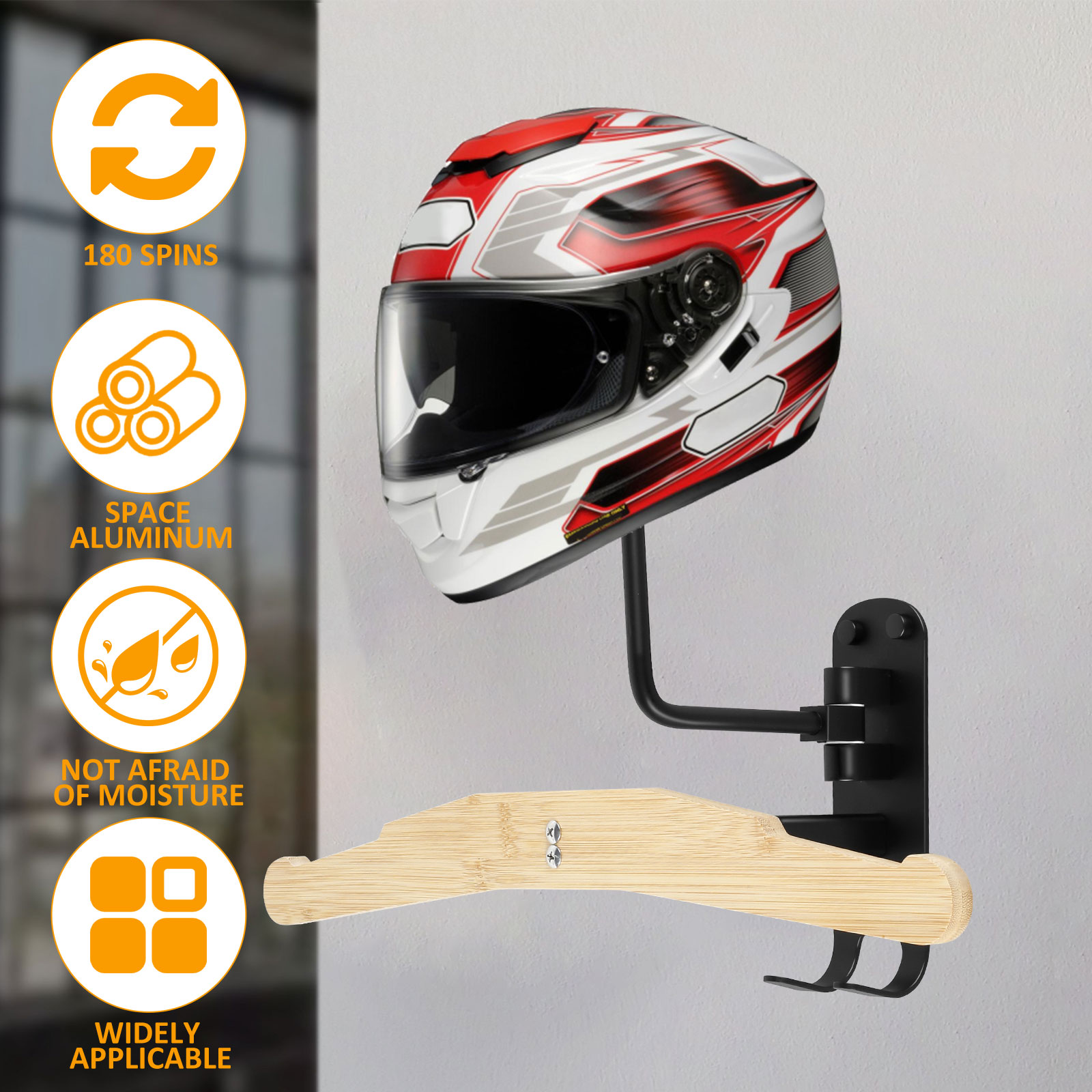 Motorcycle Helmet Rack 180° Ro - Cycling Gear Organizer Wall review and price